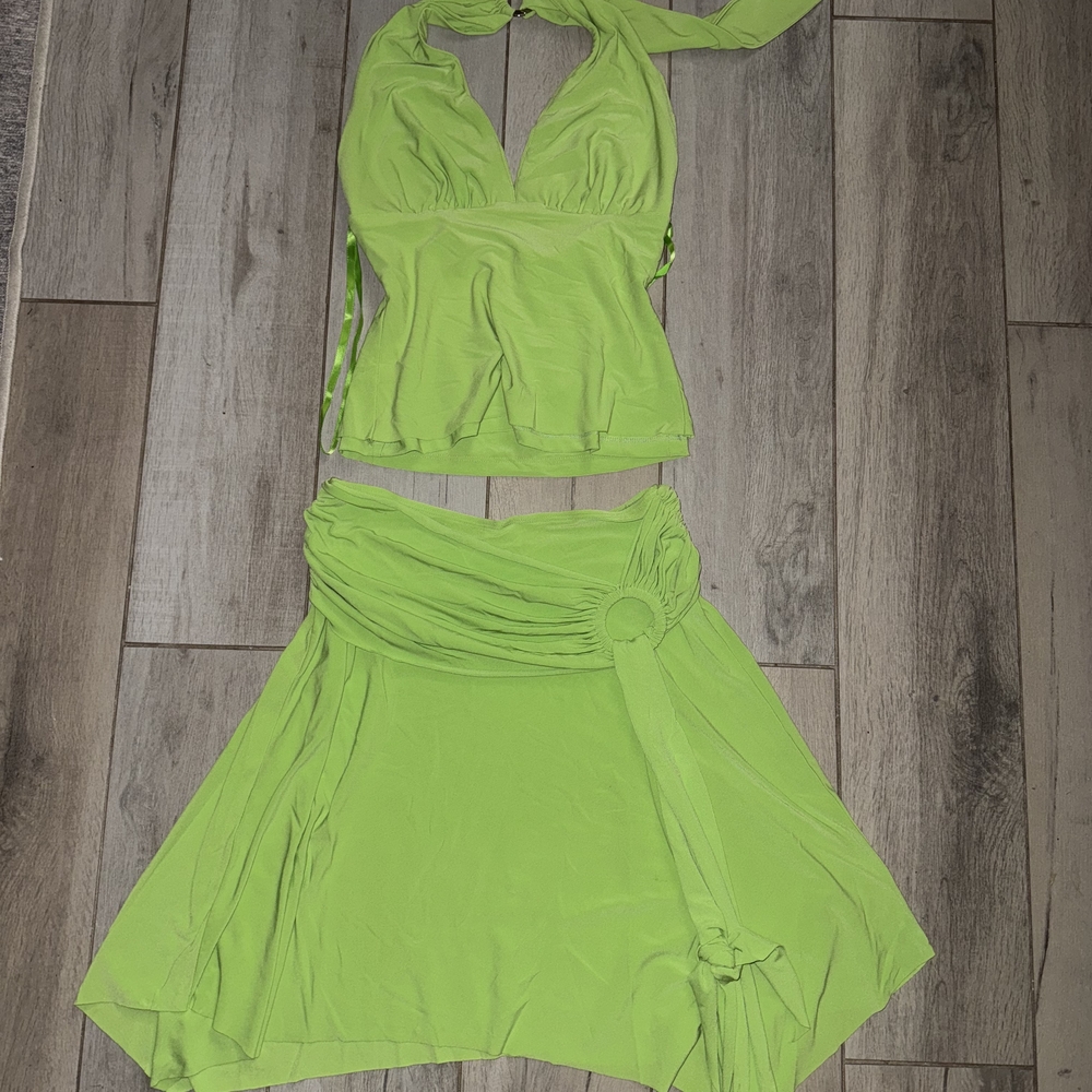 Cache Lime Green Mini Skirt Set